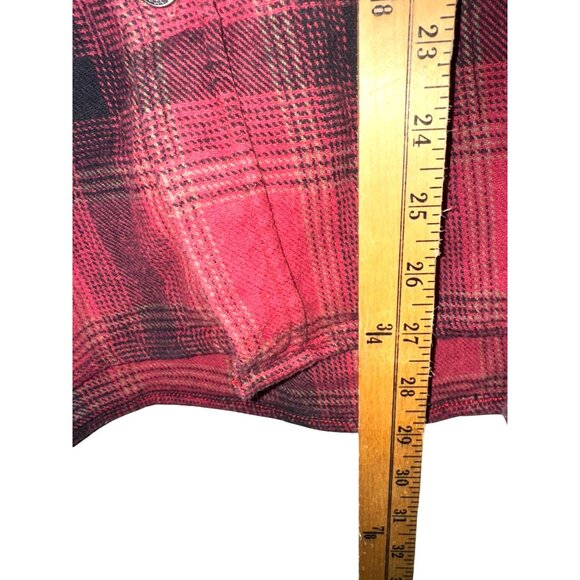 Iron & Resin Red & Black Plaid Button-Up Long Sleeve Shirt M 100% Cotton - Picture 6 of 7